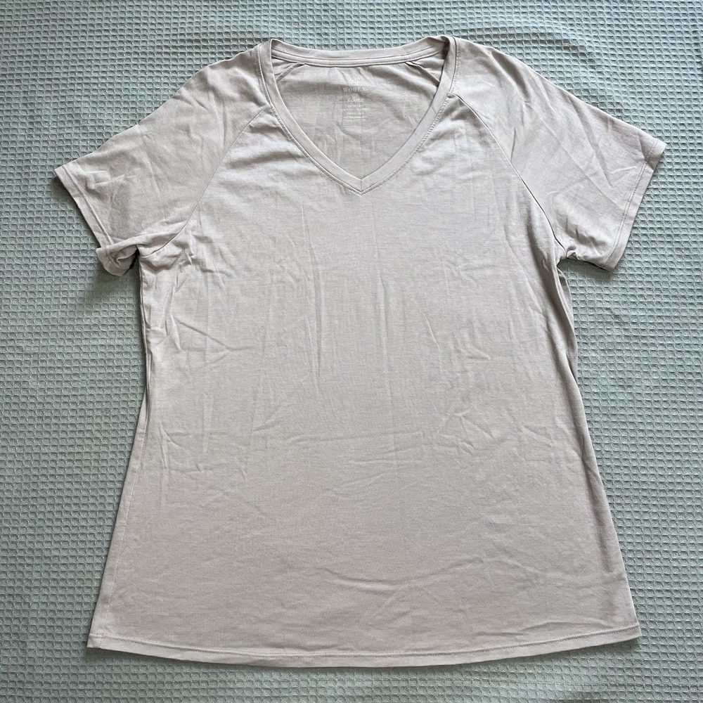 WoolX Mia Merino Wool Blend Tee Shirt XL Womens V-Neck Short Sleeve